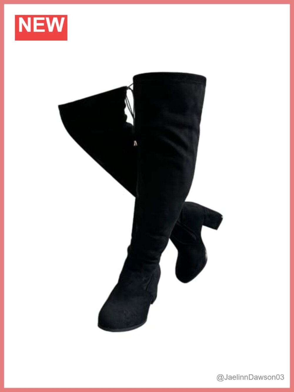 Wide Calf Over Knee Tall Boots Chunky Block Heel Suede